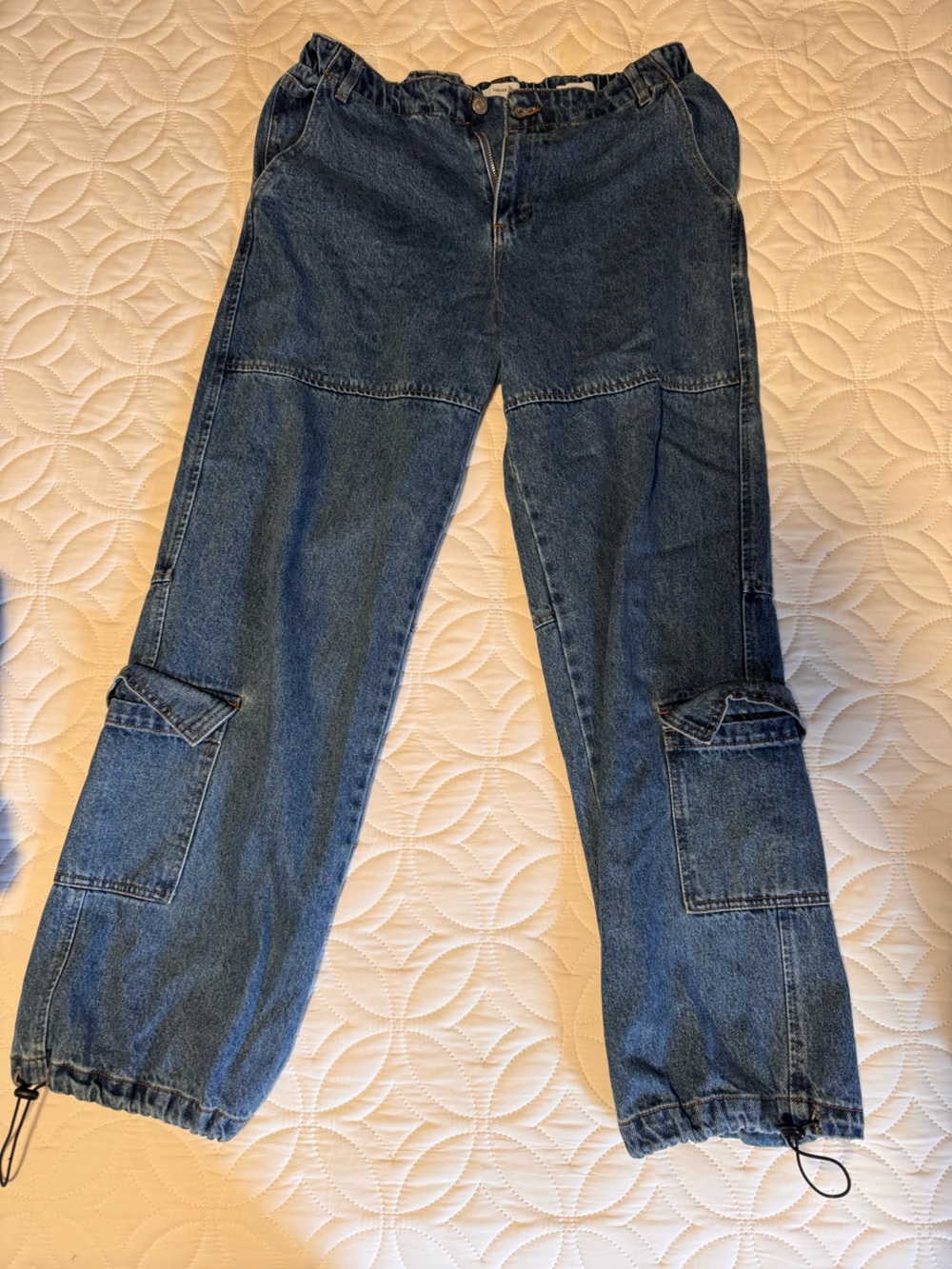 Forever 21 Dark Blue Denim Cargo Jeans